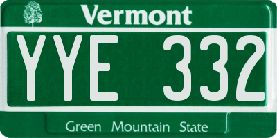 VT license plate YYE332