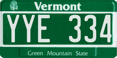 VT license plate YYE334
