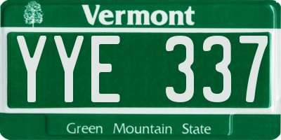 VT license plate YYE337