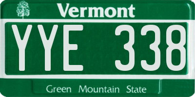 VT license plate YYE338