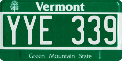 VT license plate YYE339