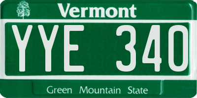 VT license plate YYE340