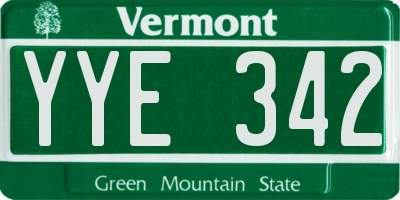 VT license plate YYE342