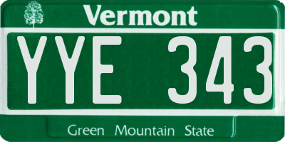 VT license plate YYE343