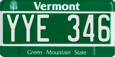 VT license plate YYE346