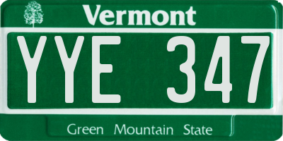 VT license plate YYE347