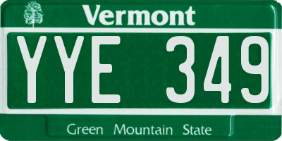 VT license plate YYE349