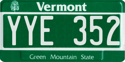 VT license plate YYE352