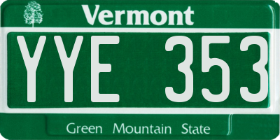 VT license plate YYE353