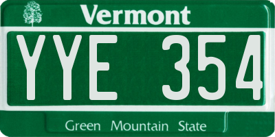 VT license plate YYE354