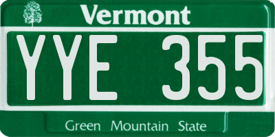 VT license plate YYE355