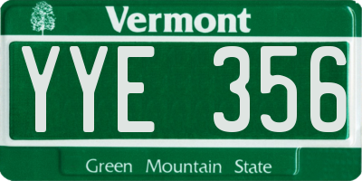 VT license plate YYE356
