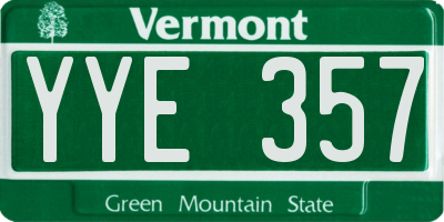 VT license plate YYE357