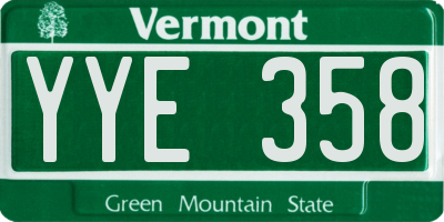 VT license plate YYE358