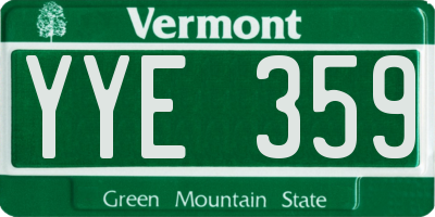VT license plate YYE359