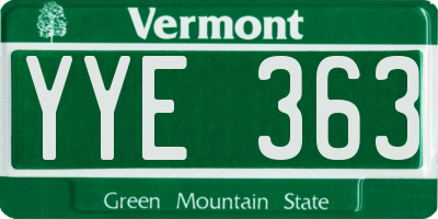 VT license plate YYE363