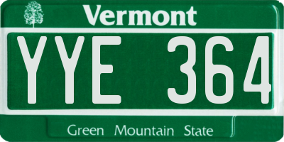 VT license plate YYE364
