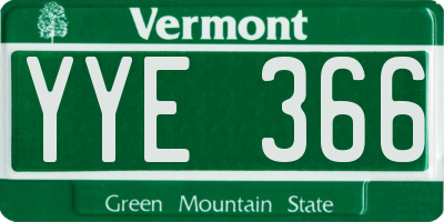 VT license plate YYE366