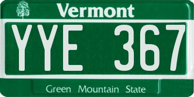 VT license plate YYE367