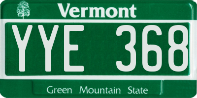 VT license plate YYE368