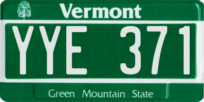 VT license plate YYE371