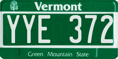VT license plate YYE372
