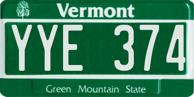 VT license plate YYE374