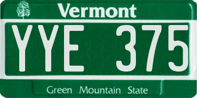 VT license plate YYE375