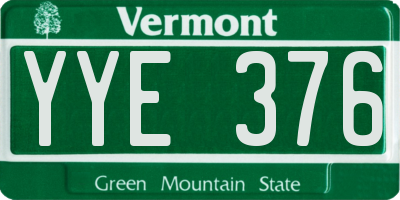 VT license plate YYE376