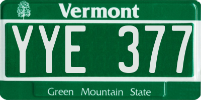 VT license plate YYE377