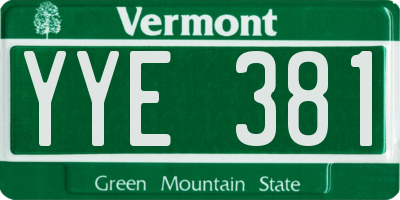 VT license plate YYE381