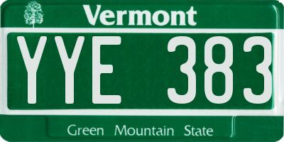 VT license plate YYE383