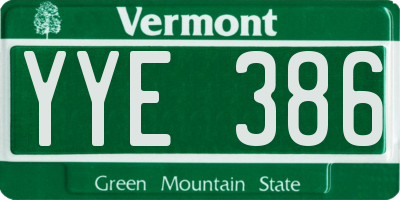 VT license plate YYE386