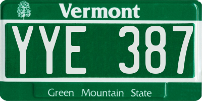 VT license plate YYE387
