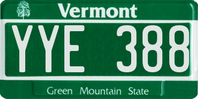 VT license plate YYE388