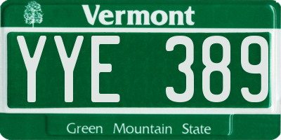 VT license plate YYE389