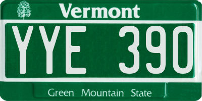 VT license plate YYE390