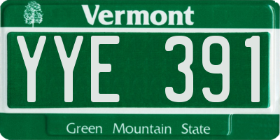 VT license plate YYE391