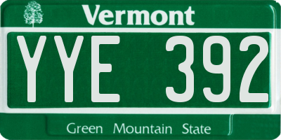 VT license plate YYE392