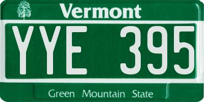 VT license plate YYE395