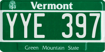 VT license plate YYE397
