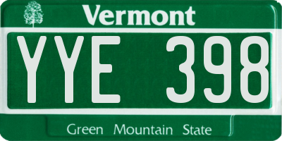 VT license plate YYE398