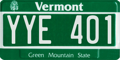 VT license plate YYE401