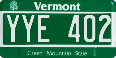 VT license plate YYE402