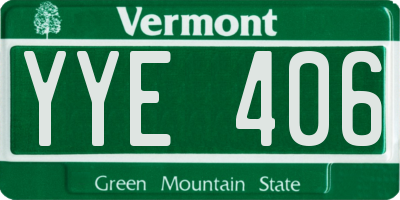 VT license plate YYE406