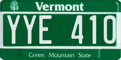 VT license plate YYE410