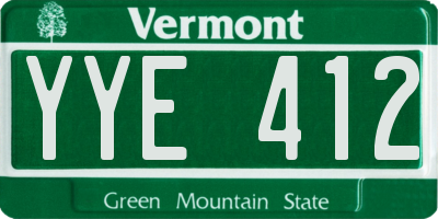 VT license plate YYE412