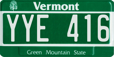 VT license plate YYE416