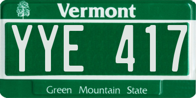 VT license plate YYE417