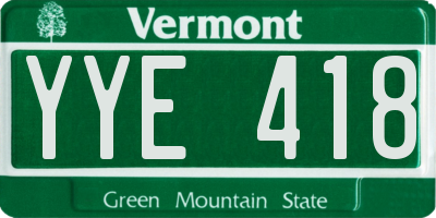 VT license plate YYE418